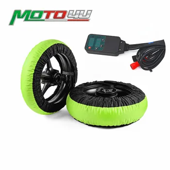 0-99 градуса Регулируема мотоциклетна гума Топло отпред и отзад 120/200 Цифрови електрически одеяла за затопляне на гуми Kawasaki Green