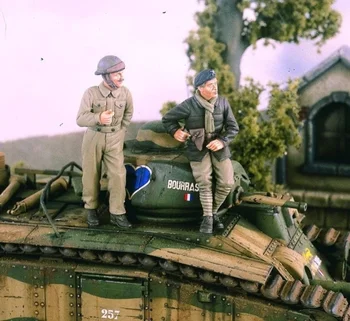 1/35 мащаб смола фигура модел комплекти сцена френски армия танк войник 2 души DIY играчки сцена статуя несглобени и небоядисани
