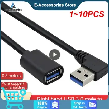  1 ~ 10PCS удължителен кабел USB 3.0 мъжки към женски прав ъгъл 90 градуса USB адаптер нагоре / надолу / наляво / надясно Cabo USB 0.2M