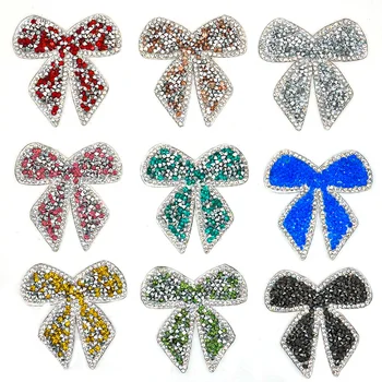 10 цвята кристал кристал Bowknot желязо на лепенки апликация за облекло обувки чанта стикер ивици дрехи стикер 6CM * 6CM