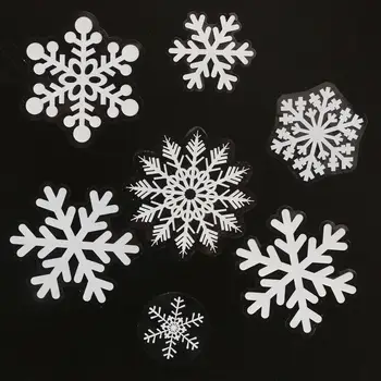 100PCS Многократна употреба Коледа прозорец снежинка стикери стъкло прилепва Decal електростатичен стикер за нова година стая Начало парти декор
