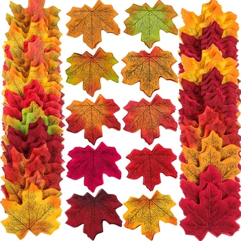 100Pcs изкуствена коприна кленов лист есенни фалшиви листа гирлянд кленови листа лоза Деня на благодарността Хелоуин сватбено парти декор