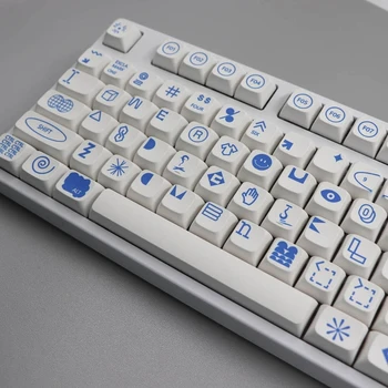 108 клавиши сини знакови клавиши PBT XDA Keycap за 61/87/104/108 Механични клавиши за клавиатура White&Blue