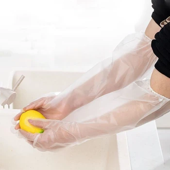 10PCS Ръкавици за еднократна употреба Прозрачни водоустойчиви чисти хигиенни пластмасови ръкавици Хранителен сгъстяващ филм Кухненска посуда за еднократна употреба