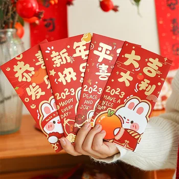 10Pcs 2023 червен плик Китай-шик карикатура зодиак творчески е годината на заека червен плик пролетен фестивал Lucky Envelope