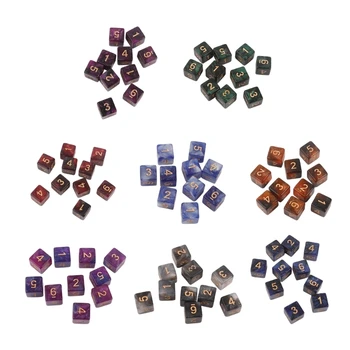 10Pcs/set Перлизирани 15 мм акрилни кубчета Игра подпори Образователна играчка за деца Цветни квадратни ъгли цифрови зарове комплекти