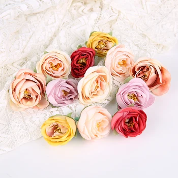 10pcs красива изкуствена коприна роза цветя главата ръчно изработени DIY сватба декорация на дома фалшиви цветя градински парти аксесоари