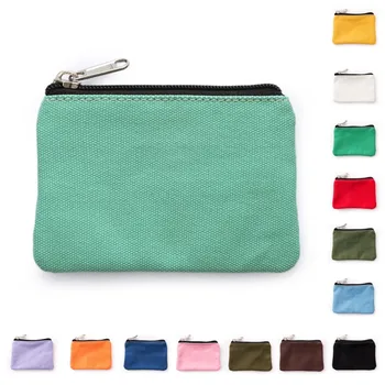 14 Цвят DIY обикновен платно памук чанта чист цип монета ключ чанта пари джоб жени мъже ръчни монета чанта малък портфейл дете