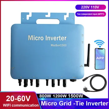 1500W 1200W 1000W решетка вратовръзка микро слънчев инвертор 220VAC микро инвертор MPPT работещ 20-60V с WIFI монитор IP65 водоустойчив