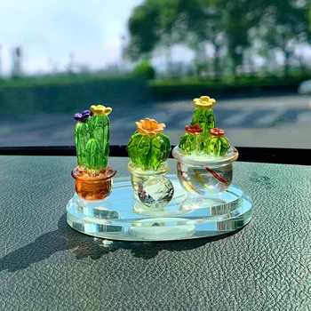 1PC Пластмасови кактуси фигурки орнаменти мини бонсай декор сладък миниатюрен настолен занаятчийски автомобил орнаменти аксесоари