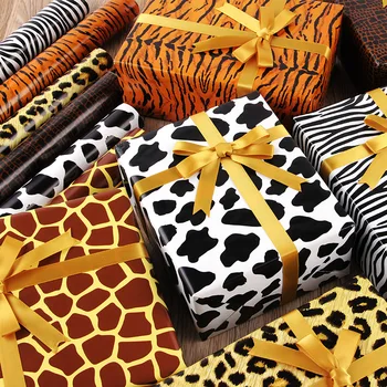 1PC животински леопард тигър модел подаръци кутия опаковка хартия рожден ден коледно парти Ден на Свети Валентин подарък амбалажна хартия декорация
