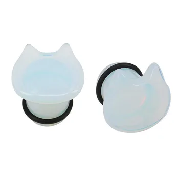 1PC сладък котка естествен органичен камък ухо щепсел единичен пристъп ухо тунел габарит опъната ухото разширител пиърсинг 6-16mm