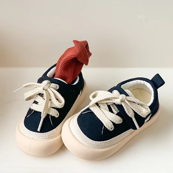 1Pair бебешки платнени обувки пролет есен момчета момичета корейска версия нисък връх борда обувки деца малко дете мека подметка ежедневни обувки