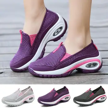 2021 Персонализирана мода Дамски въздушен клин възглавница обувки Дишаща мрежа Неплъзгащи се обувки за бавно бягане на открито