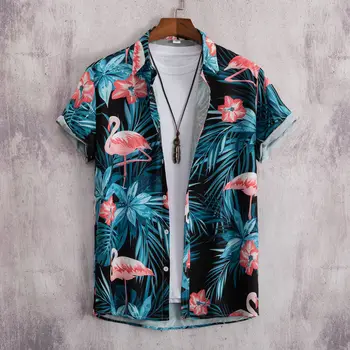 2023 Кокосово дърво ризи за мъже 3d отпечатани мъжки хавайски риза плаж 5xl къс ръкав мода върховете тениска мъжки блуза Camisa
