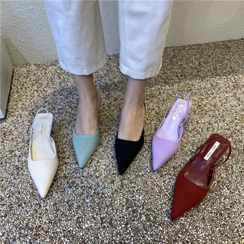 2023 Лятна марка жени Сандали с прашка Обувки Мода Bow-възел заострени пръсти приплъзване на дами елегантна рокля помпи обувки