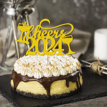 2024 Честита Нова Година торта Topper клечка за зъби парти декорация доставки торта топери Коледна торта декор за десерт маса
