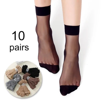 20pcs=10 чифта летни женски къси кожни чорапи дамски тънки кристални прозрачни момиче глезена коприна гладка неплъзгащи се подходящи чорапи
