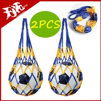 2PC футболна нетна чанта Найлон Bold чанта за съхранение Единична топка за носене на преносимо оборудване Открит спорт Футбол Баскетбол волейбол чанта