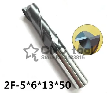 2f-5.0 * 6 * 13 * 50, hrc50, карбидни крайни мелници, карбид квадратни плоски крайни мелница, 2 флейта, покритие: нано, фабрична дължина на изхода