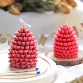 3D Коледа бор конус силиконова свещ мухъл DIY ръчно изработени ароматерапия гипсова смола Pinecone занаяти вземане Начало Коледа декорация