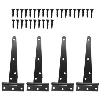 4 бр. 6 инчови тежкотоварни панти за врати T-каишка Tee Shed Hinge Gate панти за дървени порти панти (черен)