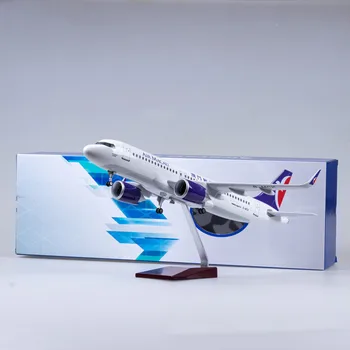 47CM 1:80 Мащаб Diecast Модел Макао Airlines Airbus A320 NEO смола самолет със светлина и колела играчка колекция дисплей