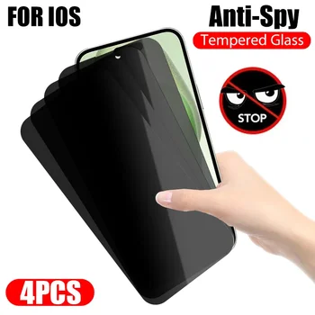 4PCS Защита на екрана за поверителност за iPhone 14 13 15 12 11 Pro Max анти-шпионско стъкло за iPhone 13 12 Mini 15 14 Plus X XR XS SE 2022