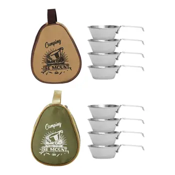 4Pcs къмпинг купа на открито съдове за готвене трайни къмпинг пот с чанта за съхранение прибори за хранене компактен къмпинг чаша за риболов пътуване плаж