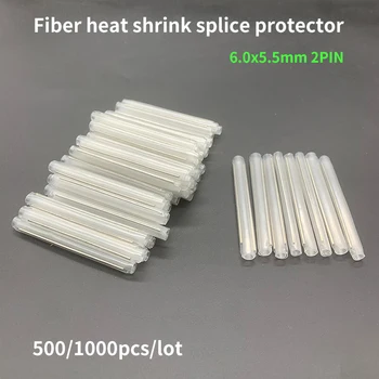 500/1000pcs 6x5.5mm 2PIN влакна кабел защитни ръкави влакна топлина снаждане протектор FTTH влакно оптичен инструмент тръба безплатна доставка