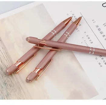 50Pcs розово злато високо качество натиснете писалка метални химикалки капацитивен докосване канцеларски училище офис доставка