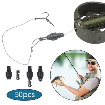 50Pcs шаран риболов метод фидер конектор вграден бърза промяна мъниста каучук риболов коса Rig Stop топчета риболов