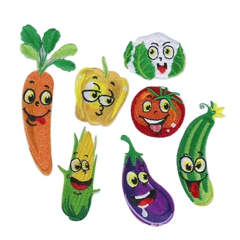 50pcs/lot карикатура бродерия кръпка моркови патладжан зеле царевица чили плодове зеленчуци странни неща облекло декорация желязо