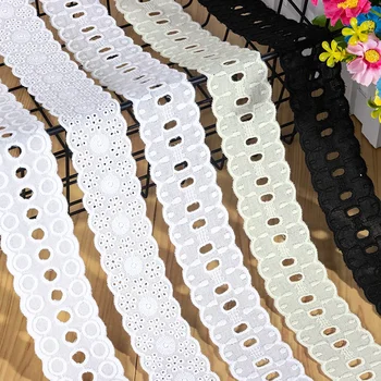 5Yards Луксозни бели бежови кухи памучни тъкани Дантела Дамско облекло яка DIY дантела подстригване бродирани дантела тъканиДантела подстригване