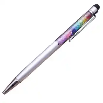 5pcs колоритен стилус кристал дъга химикалка писане екран докосване писалка офис училище ballpen случаен цвят