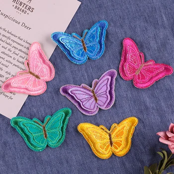 5pcs сладък 3D пеперуда кръпка DIY плат плат декорация апликация аксесоари Шевни консумативи бродерия занаят ръчно изработени мода