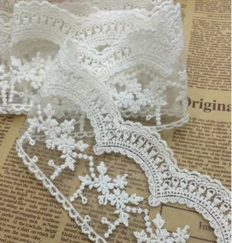 8cm 14-15YDs/lot Top Grade Lace White Trim Cotton Embroidered Lace White Lace DIY Clothes Material Z531