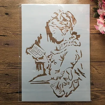 A4 29cm четене проучване момиче студент DIY наслояване шаблони стена живопис скрапбук оцветяване щамповане албум декоративен шаблон