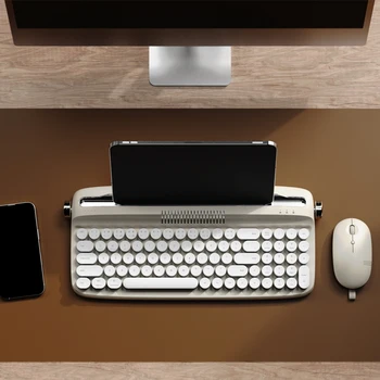 Actto Bluetooth безжична ретро безжична клавиатура офис пишеща машина докосване клавиатура таблет модерен ретро кръг keycap подарък