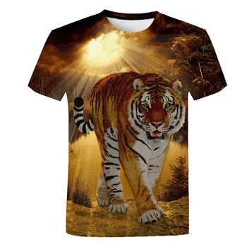 Boys Tiger T Shirt Къси ръкави Tops Girls Baby Children Clothing Summer Lion Tshirt Дрехи за 3-14 години Детска мода Tees