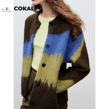 COKAL Есенно и зимно палто пачуърк реколта жилетка Мързелив корейски високо качество плета пуловер топ случайни жени
