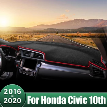 Car Dashboard Cover Sun Shade Mats Избягвайте светлинните подложки Анти-UV калъф неплъзгащ се килим за Honda Civic X 10th 2016 2017 2018 2019 2020