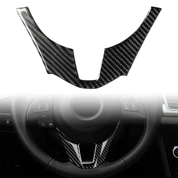 Carbon Fiber ABS Car Interior Steering Wheel Trim Cover Fit For Mazda 3 Axela 2014 2015 2016