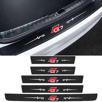 Carbon Fiber Car Door Sill Защитно фолио Преден праг стикери Стикери за Audi Q7 Logo водоустойчива лента аксесоари