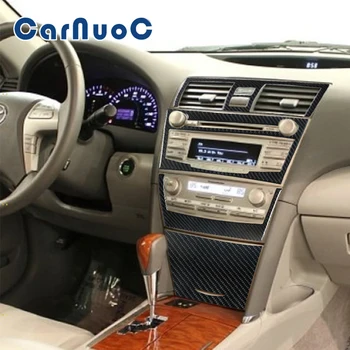 Carbon Fiber Car Sticker Center Console With CD Player Декоративни аксесоари за ленти за Toyota Camry 2007-2011 Интериорно формоване