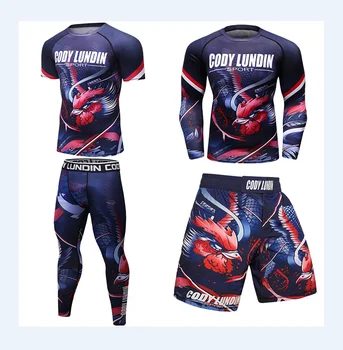 Cody Lundin Официален магазин Muay Thai Защитен комплект фитнес за мъже Анцуг за бодибилдинг No Gi Rash Guard спортни тренировъчни костюми