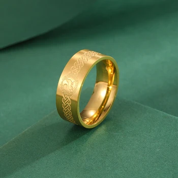Cxwind Сватбен пръстен от неръждаема стомана Келтски възел & Виещ вълчи пръстен Келтски викингски вълчи пръстен Сатен Wolfram & Дървен пръстен Подаръци