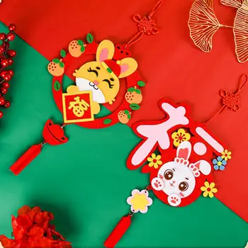 DIY фестивал висулка прекрасен пискюл нетъкан текстил Нова година родител-дете ръчно изработени орнамент деца ръчно изработени подарък