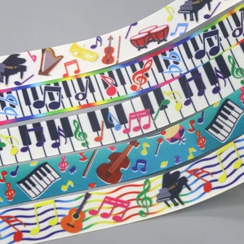 DUWES 50ярда музика пиано отпечатани Grosgrain панделка аксесоари материал шапки декорация DIY шевни занаяти D2302
