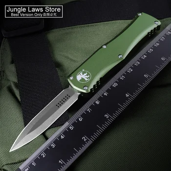HERA нож OG GREEN Stonewash D2 острие MICRO OTF TECH нож EDC самозащита Тактически военен бой CNC джобен нож